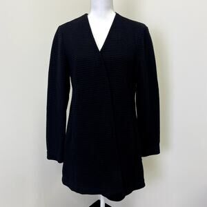 Eileen Fisher Textured Black Open Front Cardigan Jacket Size S